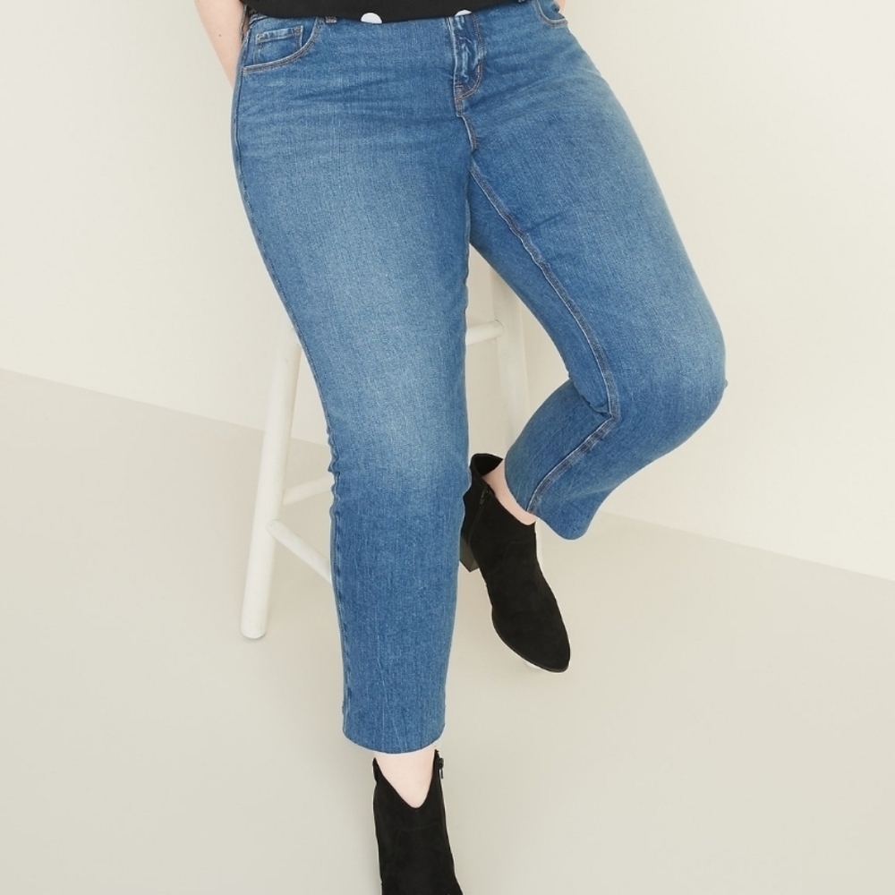High Waisted Power Slim Straight Jeans